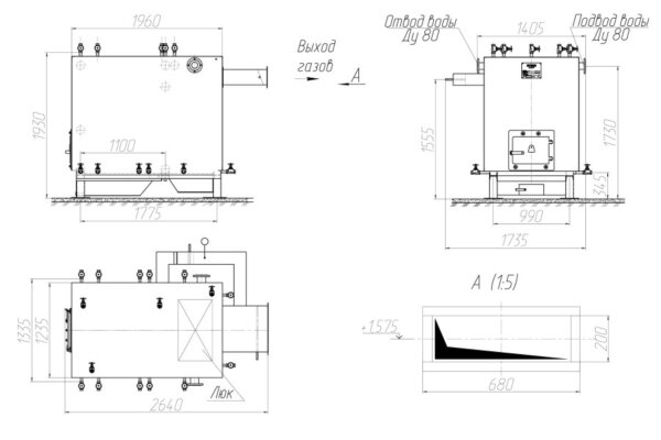 Чертеж котла без дымососа 0.5 МВт