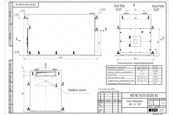 Чертеж котла КВа 2.0 ГЛЖ