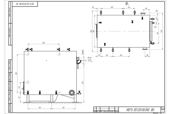 Чертеж водогрейного котла КВр 0.6