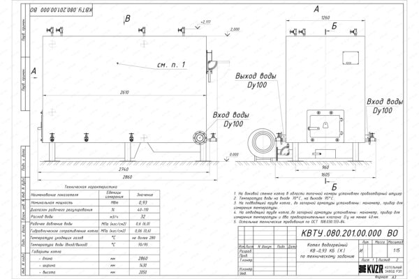 Чертеж котла КВр 0.93
